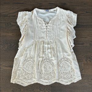 Scotch & Soda Cream Eyelet Lace Peasant Blouse
